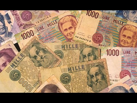 Banknotes of last issue of the Italian Lira. Notes in circulation when the euro was introduced.