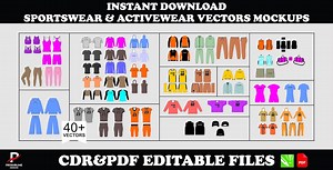 Sportswear Mockups 2D, Vector Templates Pack, Digital Download, CDR, PDF - Etsy UK