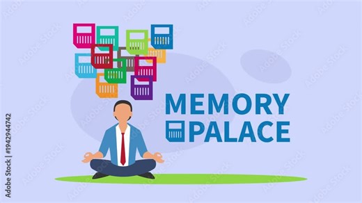Memory Palace Mnemonic Technique for Brain Improvement cartoon animation