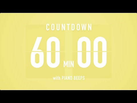 60 Minute Countdown Timer ⏳ Flip Clock with Piano Beeps 🎹🟡