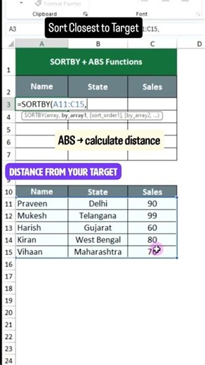 Sort by Closest Match in Excel (Power Formula)