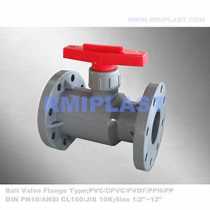 [Hot Item] Plastic Ball Valve CPVC Body Float Ball PTFE Seat EPDM FPM Seal Flange Connection DIN Pn10 BS Table D ANSI Class 125 150 JIS 5K 10K