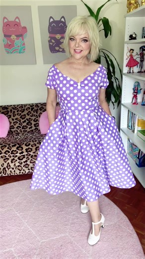 Lily Dress in Lilac: Vintage Polkadot Fashion