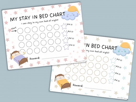 Printable Stay in Bed Chart for Kids | Toddler Bedtime Chart | Printable Behavior Chart | Reward Chart for Kids | Sleeping Chart - Etsy