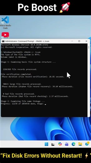 Boost your Computer using CHKDSK C: /SCAN Command