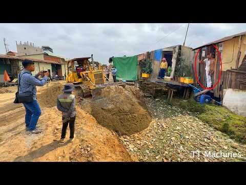 Full Action Seasion1 Of Building New Foundation Road By Dozer Push Stone & Move Sand Into Watermark