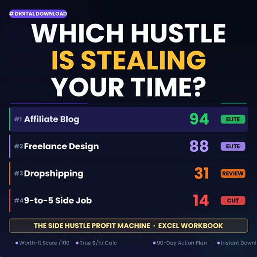 Side Hustle Profit Tracker | Excel Dashboard, Hourly Rate Calculator (instant Download) - Etsy UK