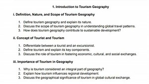 Introduction to Tourism Geographyi. Definition, Nature, and Sc... | Filo