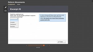 Reform MovementsAssignmentActiveExcerpt \#5Read the under... | Filo