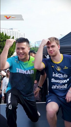 Truls Moregard brought the vibes to the #WTTFinals Park earlier today 😎🫡#WTTHongKong #TableTennis