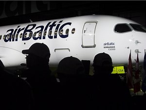 Bombardier delivers first CS300 to airBaltic, asked about larger jet