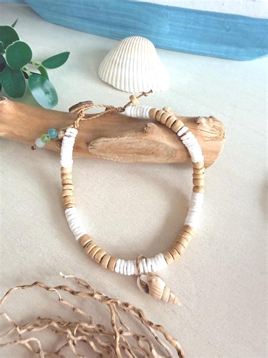 Boho Coastal Beachy Anklet, Shell & Coconut Anklet, Nautical Style, Beach Summer Vacation Jewelry - Etsy