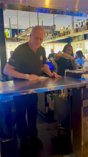 At Fins Bar & Grille, we serve smiles… even if it has to be the paper ones 😅🍹 Stop in today and say hi to Kenny and Aulora behind the bar🎄 #fyp #bar #reels #shore #bartender #capemay #viral | Fins Bar & Grille