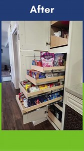 1K views · 151 reactions | Enhance your kitchen efficiency with custom pull-out drawers in your pantry! Enjoy the benefits of organized storage and easy access to all your cooking essentials. Our skilled professionals are ready to help you create a more functional kitchen. Contact ShelfGenie now for a free consultation! Photo credit: ShelfGenie of San Marcos #ShelfGenie #Neighborly #CustomShelves | ShelfGenie | Facebook