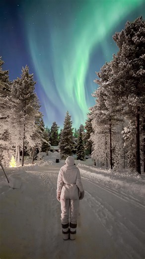 bonvoyage_camille on Instagram: "Alerte Aurore Boréale ❄️❄️❄️ J’étais en train de m’installer dans le chalet quand tout à coup, devant le chalet….des aurores 🥹🤍 J’y crois toujours pas 🥹🥹🥹 Merci @voyageslaponie et @travelbase.fr c’était mon rêve de les voir à l’œil nu. Tu en as déjà vu? #aurora #auroreboréale #laponie #auroraboreale #lapland"