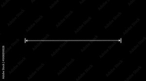 Measuring distance length dot line animation on black background, horizontal dotted line measuring length animation with alpha channel.