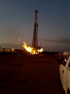 Rig was burnt due to well blow out. Learn well control to prevent this situation here - http://www.drillingformulas.com/well-control/ | Drillingformulas.Com Fan Page