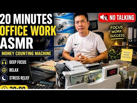20 Minutes Office Work ASMR 💼 Money Counting Machine for Deep Focus (No Talking)