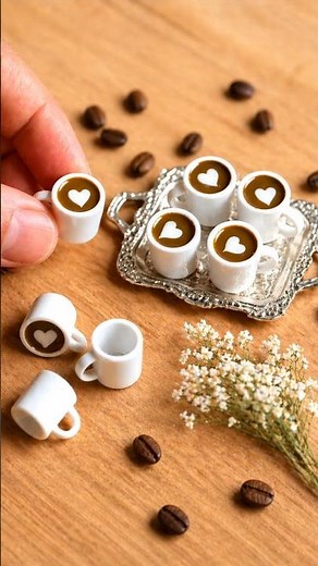 Miniature Coffee Cups That Look TOO Real ☕🤯 | DIY Miniature Craft #shorts #diy #crafts #barbie