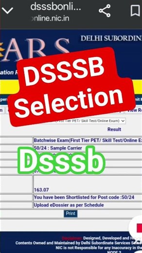 DSSSB SELECTION #dsssb #samplecarrier #sheesha #dsssb