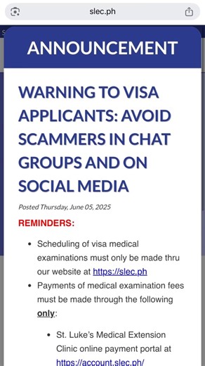 3.8K views · 43 reactions | ‼️ SCAM ALERT for all US Fiancée and Spouse Visa applicants taking their medical exam at St Luke’s clinic. #highlightsシ゚ | Ana Liza at Enhance Visa | Facebook