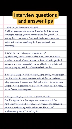 1M views · 5.3K reactions | Interview questions and answer tips and idea part_73 #interview #interviewtips | English Class | Facebook