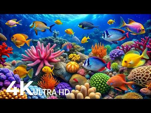 AQUARIUM 4K (ULTRA HD) - Beautiful Fish Swimming & Colorful Sea Life Video 🐠 Deep Sleep Music #19