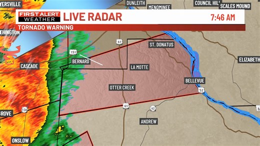 A TORNADO WARNING has been issued for the following counties, Jackson, Dubuque until 5/24 8:30AM. Stay with the TV6 First Alert Weather team, we'll keep you updated. We are streaming live at... https://www.kwqc.com/livestream/ | KWQC TV6 News