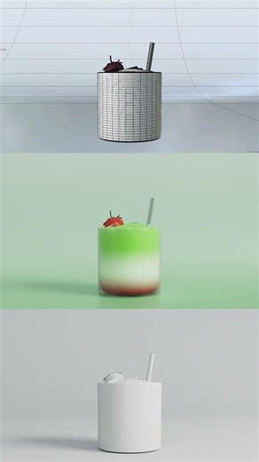 viewport / animation / clay render ⭐️ Food + drink product morph effect using keyframed loft object