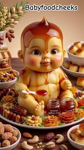 Caramel Pudding Baby Eating🍮🍮🍮 #asmr #cute #asmreating #asmrsounds #funny #shortsviral