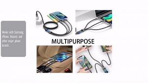 100W Multi Charging Cable 3 in 1 Multi USB Charger Fast Charging Cable Transparent With LED Indicator Nylon Braided Multiple Charger Adapter Cord With Type C Micro USB Port For Cell Phones Tablets