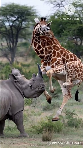 Giraffe vs Rhinoceros #wildlife #animals #wildanimals