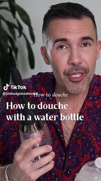 How to douche with a water bottle: Use a sealed bottle of room-temperature water. Cold water may cause cramping. Attach a clean, soft-tip nozzle. Apply lube to the tip to prevent scratching or tearing. Relax and take a few deep breaths. Gently squeeze a small amount of water into the rectum. Never use the whole bottle at once. Hold the water for five to ten seconds. Sit on the toilet and let it out. Keep the attachment clean and stored in a Ziploc bag when you’re on the go. #doctor #sexualhealth
