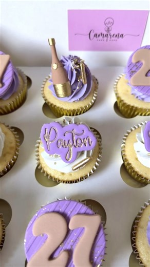 💜✨27th Birthday Cupcakes✨💜 Custom Name Stamp @creativeheartlab (IG) ✨ Number Set Cutters @sugary_essentials @itwasalladreamshop 💜 #cupcakes #cupcaketoppers #birthdaycupcakes #losangelesbaker #birthdaycake