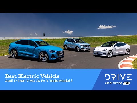 Audi E-Tron v MG ZS EV v Tesla Model 3 | Best Electric Vehicle | Drive Car of the Year 2021