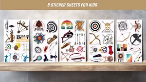 50 Pack Pcs Archery Stickers for Water Bottles Waterproof Vinyl Laptop Luggage Scrapbooking Funny Sports Sticker Packs Set Bulk Teens Adults Students Boys Aesthetic Small Decals