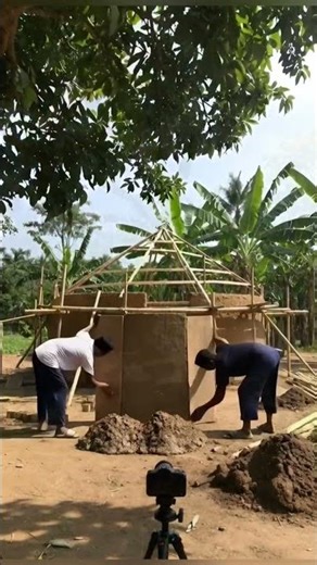 Primitive Hut Building in Forest 🌿 | Satisfying AI Creation #shorts
