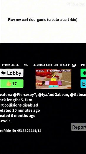 play my cart ride (create a cart ride) 4513629224/12 #roblox #cartrideroblox