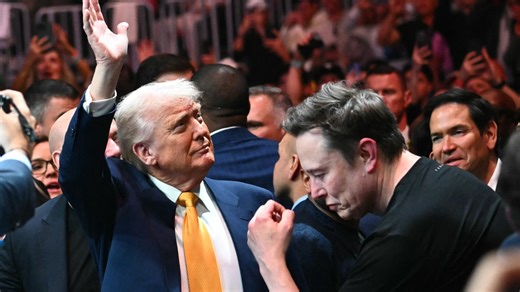 Trump receives hero's welcome at UFC 314 as he's flanked by MAGA entourage