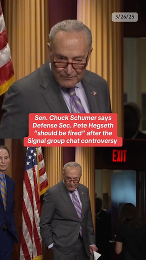 326K views · 7.5K reactions | Senate Minority Leader Chuck Schumer (D-NY) told CBS News' Nikole Killion on Wednesday that Defense Secretary Pete Hegseth "should be fired" after a journalist was inadvertently added to a Signal group chat on military strikes in Yemen. The House Democratic Leader, Rep. Hakeem Jeffries of New York, has also called for Hegseth to be fired. | CBS News | Facebook