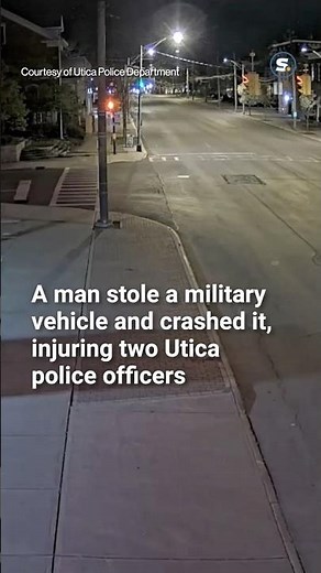 Utica police chase: Stolen 5-Ton military truck crashes, 2 officers injured