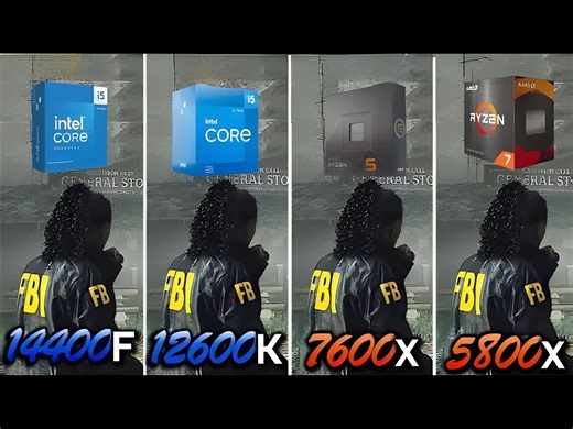 Intel i5 14400F vs i5 12600K vs AMD Ryzen 5 7600X vs Ryzen 7 5800X 测试CPU游戏性能帧数对比