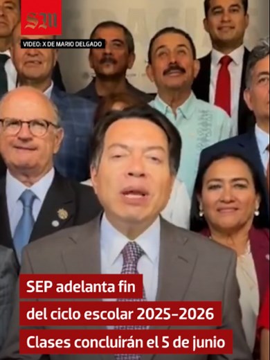 Debido a la celebración de la Copa Mundial de la FIFA 2026 y al intenso calor, las clases del Ciclo Escolar 2025-2026 concluirán el próximo 5 de junio. Esto luego de una modificación en el calendario escolar, que inicialmente estaba previsto para concluir el 15 de julio, informó el secretario de Educación Pública (SEP), Mario Delgado. #sep #escuela #niños