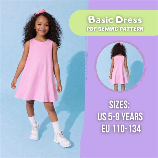Basic Girl's Dress PDF Sewing Pattern | Simple and Easy | No Zipper Dress - Etsy