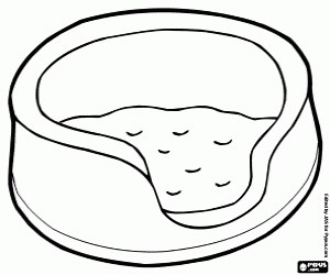 The bed for the little cat coloring page printable game