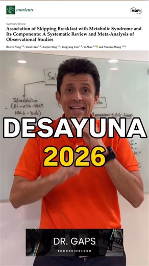 Gustavo Parra on Instagram: "SALTAR EL DESAYUNO ES UNA MALA IDEA Pero es mala idea por la causa por la cual sueles saltar el desayuno . Este video está destinado a quienes tienen obesidad diabetes resistencia a la insulina dislipidemia hipertensión arterial y no desayunan o creen que hacen mucho evitando el desayuno . 1. Association of Skipping Breakfast With Metabolic Syndrome and Its Components: A Systematic Review and Meta-Analysis of Observational Studies. Yang B, Lian L, Xing K, et al. Nutr