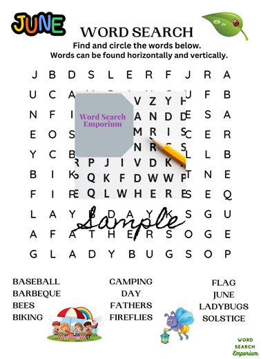 June Word Search – Printable Puzzle Game (PDF Download) - Etsy Australia