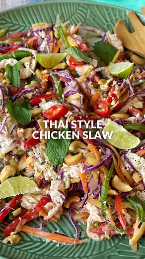 ✨ Thai Style Chicken Slaw ✨ This is such a tasty salad, the poached chicken is so easy to make and the coconut lime dressing is my all time fave. Check it out on my website: https://vjcooks.com/thai-style-chicken-slaw/ This recipe is also in the VJ cooks App if you are a member and want to add it to your meal plans 🛒 | VJ cooks