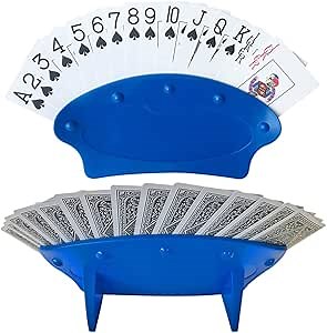 Yuanhe Set of 2 Playing Card Holder for Kids Seniors,Hands Free Cards Holders for Cards Game, Poker Parties, Family Card Game Nights (Blue)