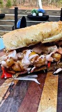 Po Boy Piled High With Shrimp 🍤